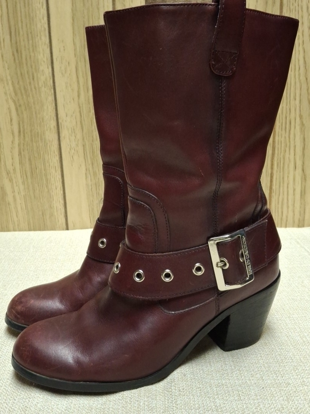 Women’s Harley Davidson Boots Burgundy Genuine Leather Size 8.5 D85097
